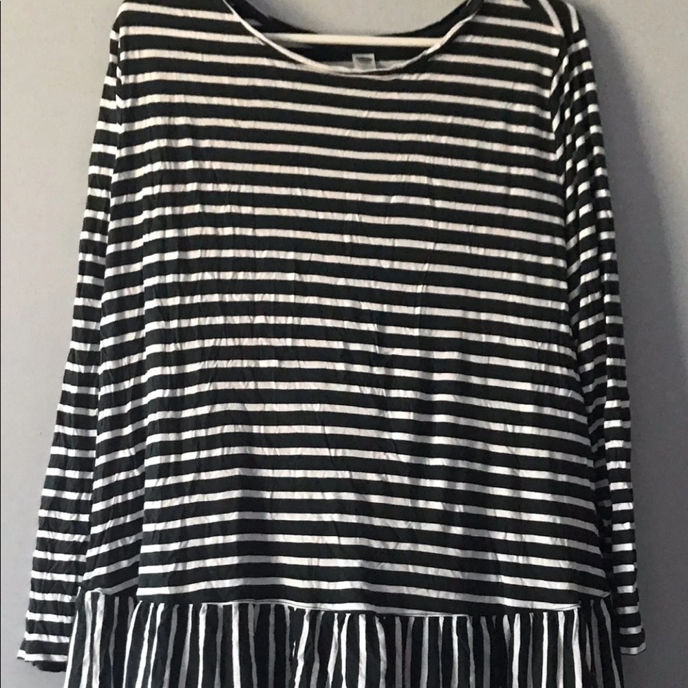 Peplum striped long sleeve blouse